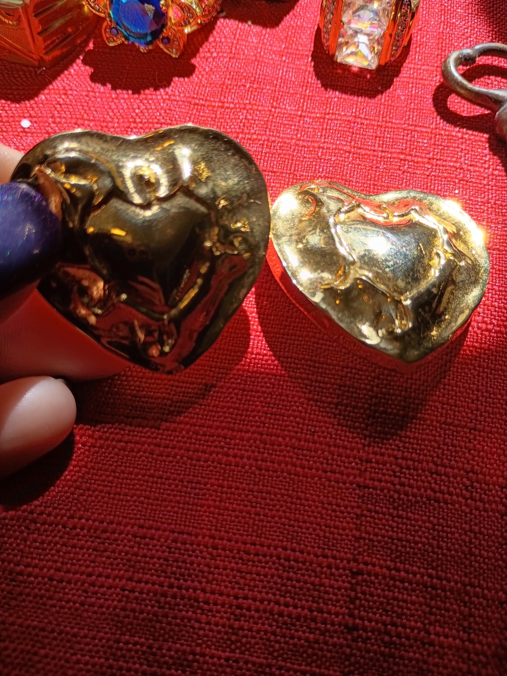 Gold Heart-Shaped Fashion Earrings - Shiny Gold Tone